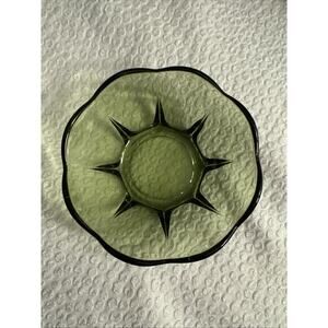 Vintage Hazel Atlas Avocado Green Capri Glass Dish Bowl‎
